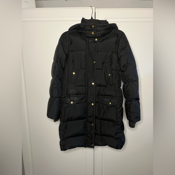 J.Crew Black Down Puffer Coat Petite Small